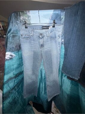 Express Light Blue Flared Jeans with Front Seam
